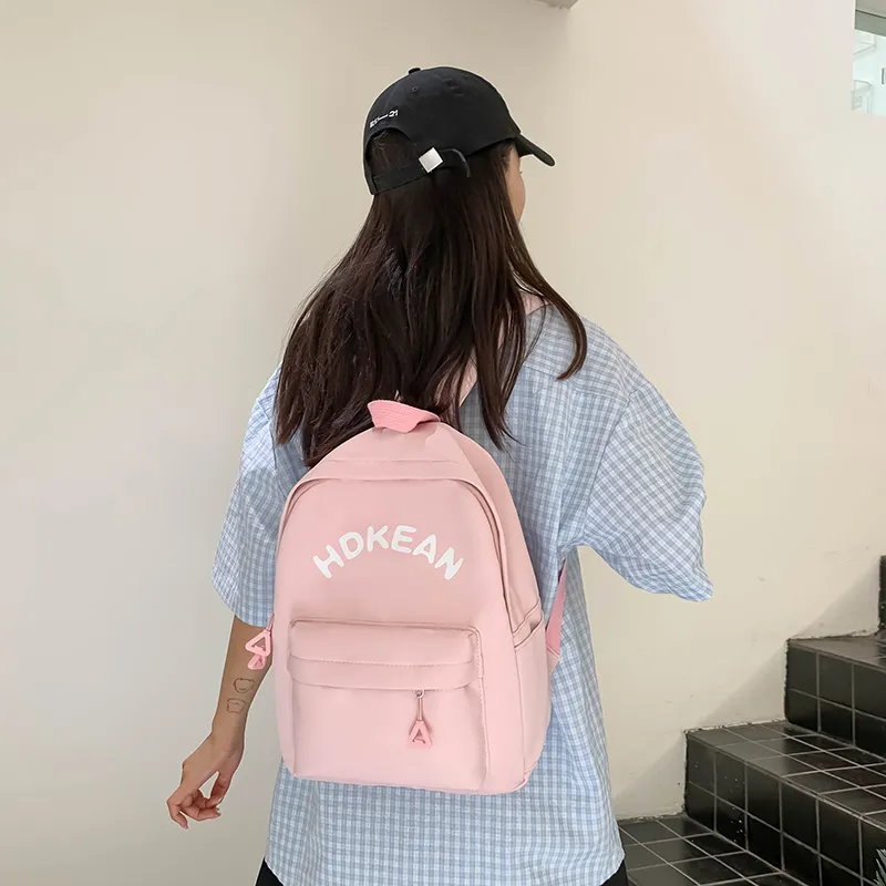 KAKAXI Nylon Backpack Unisex Black/Pink/Purple/Khaki/Green/White-2