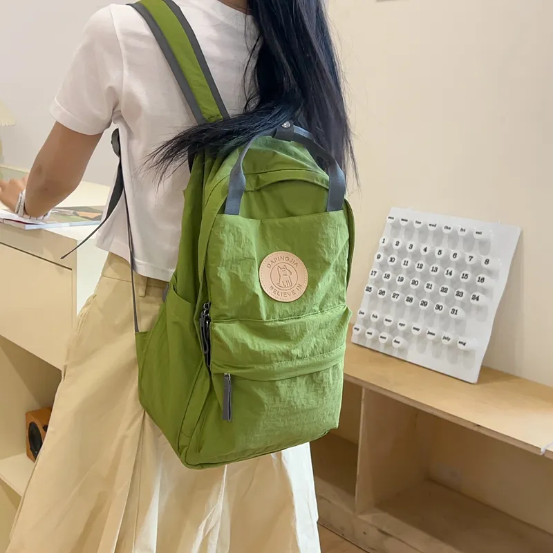 KAKAXI Nylon Backpack Unisex White/Gray/Purple/Green-8