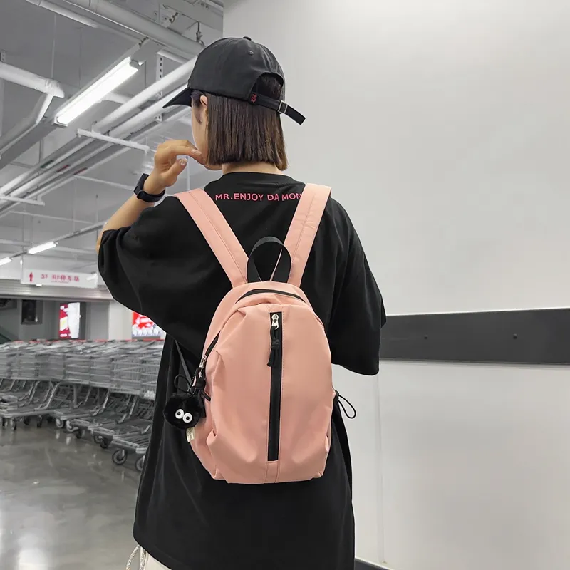 KAKAXI Nylon Backpack Regular Unisex Black/White/Pink/Red/Green-11