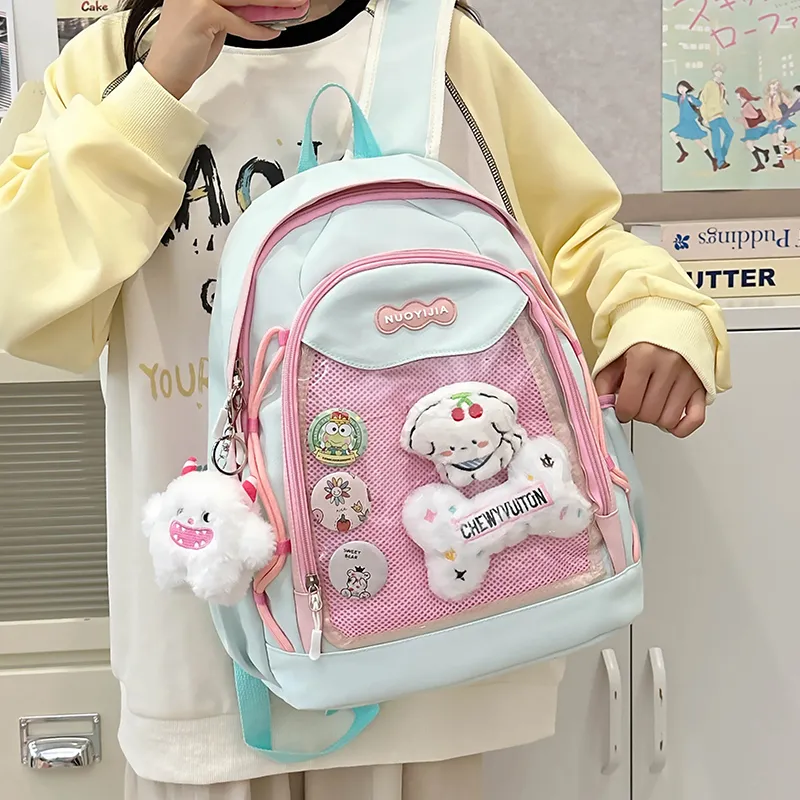 KAKAXI Nylon Backpack Women's Black/Light Purple/Light Yellow/Light Green/Light Blue/Dark Green-9