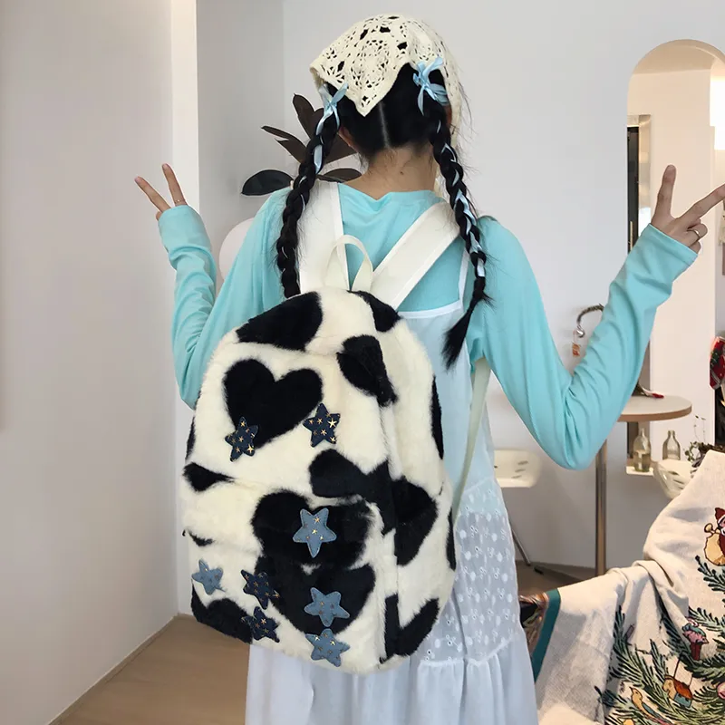 KAKAXI Plush Backpack Regular Women's Ivory-1