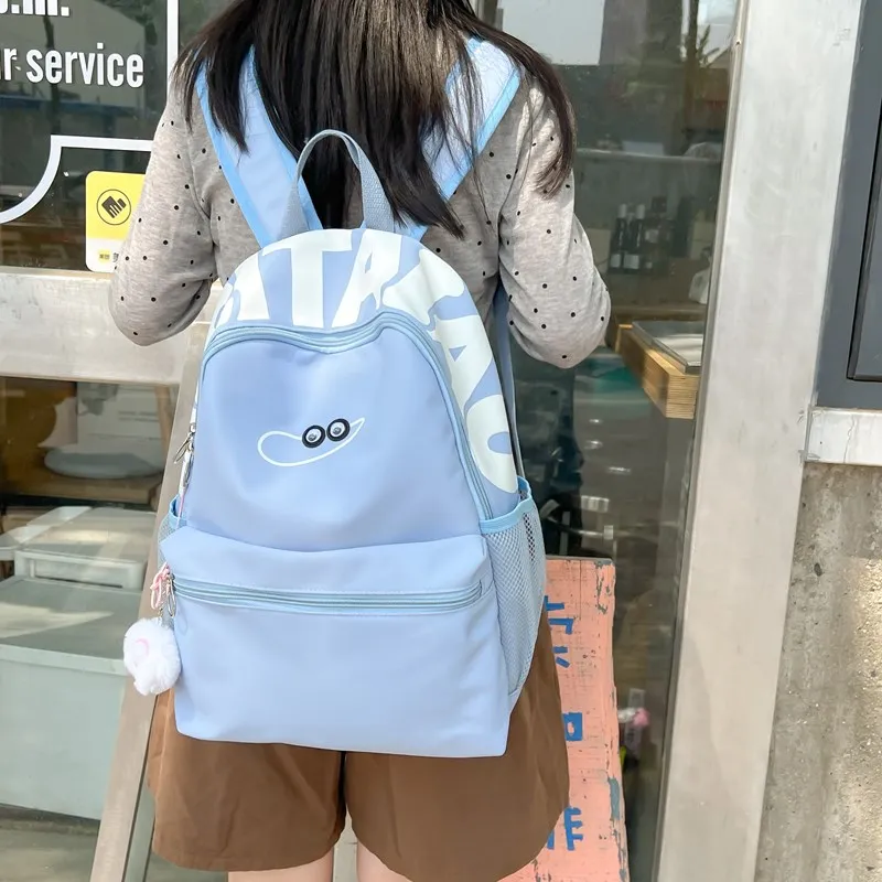 KAKAXI Composite Cloth Backpack Unisex Black/White/Pink/Blue/Purple-11
