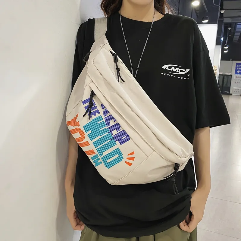 KAKAXI Nylon Sling Bag Crossbody Bag Shoulder Bag Fanny Pack Regular Unisex Black/White-4