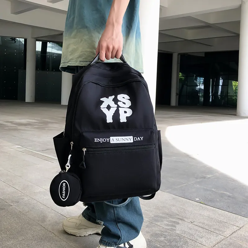 KAKAXI Nylon Backpack Unisex Black/Cyan/Green/Blue/Pink-1