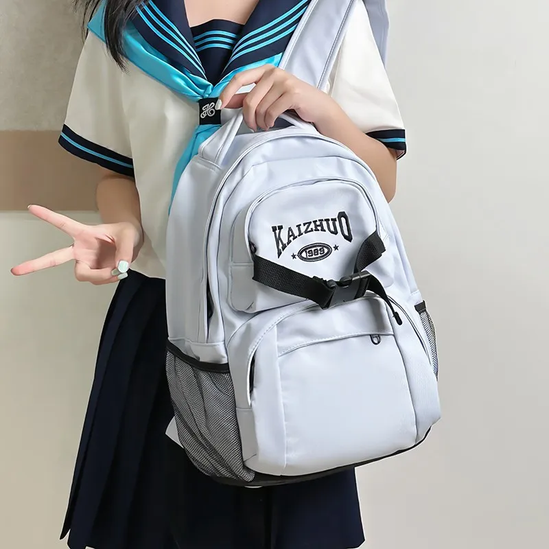 KAKAXI Nylon Backpack Unisex Blue/White/Blue & Green-3