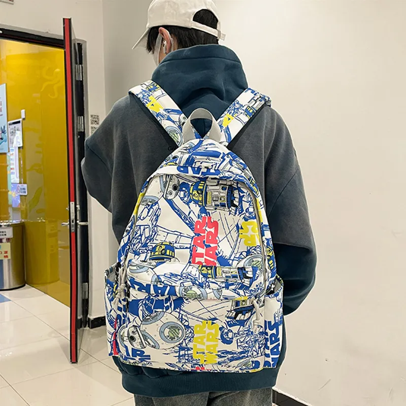 KAKAXI Nylon Backpack Unisex Black/Blue & White/Orange & White-10
