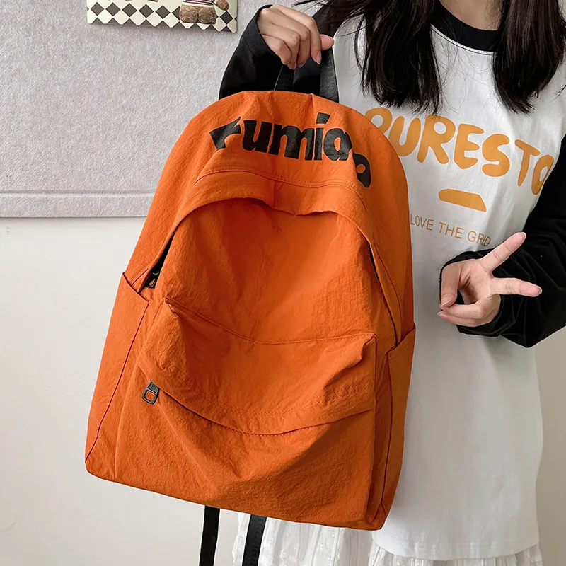 KAKAXI Nylon Backpack Unisex Black/White/Orange/Purple/Green-11