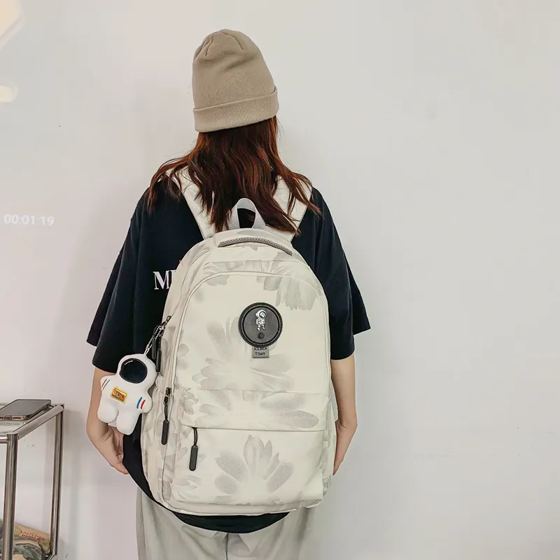 KAKAXI Nylon Backpack Unisex Black/White/Yellow/Green/Pink-8