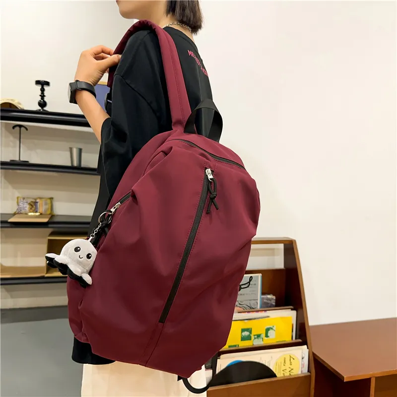 KAKAXI Nylon Backpack Regular Unisex Black/White/Pink/Red/Green-13