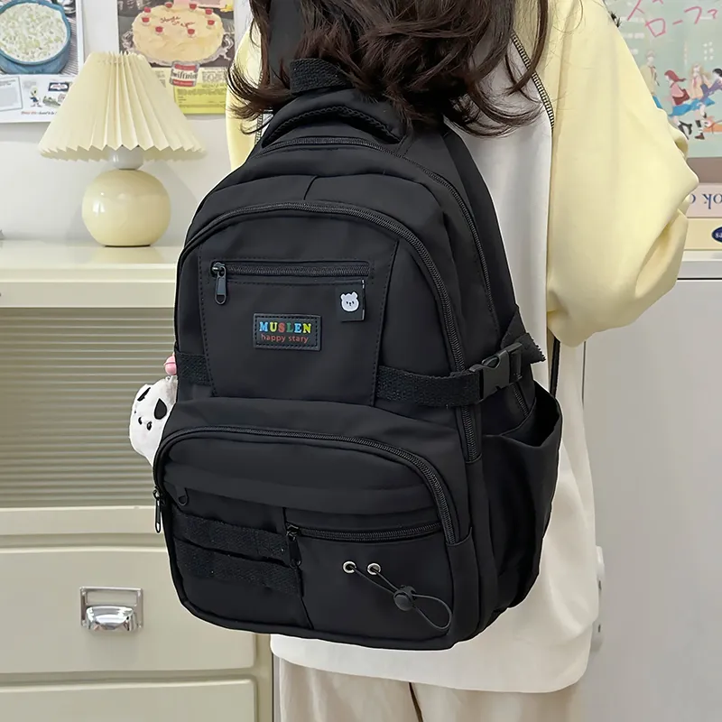 KAKAXI Nylon Backpack Women's Black/Pink/Yellow/Blue-1