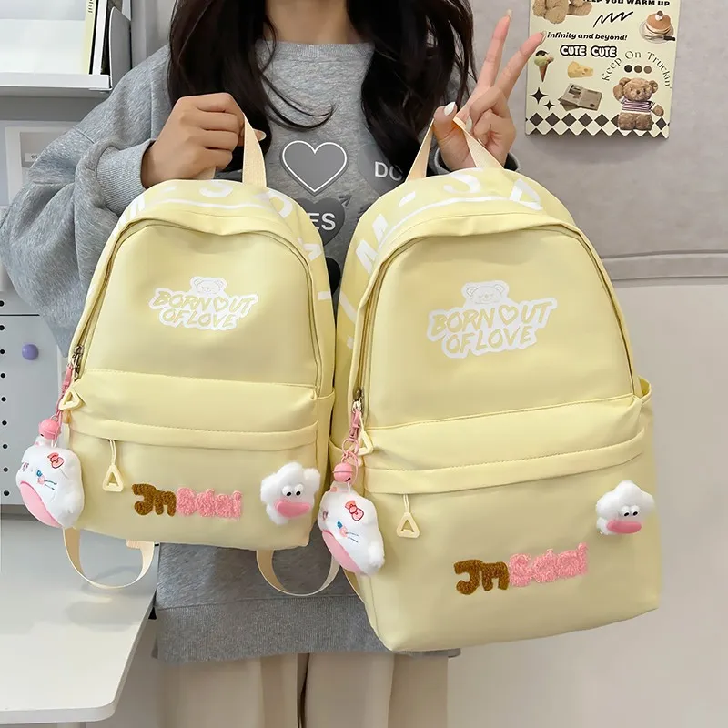 KAKAXI Nylon Backpack Black/White/Yellow/Green/Pink-5