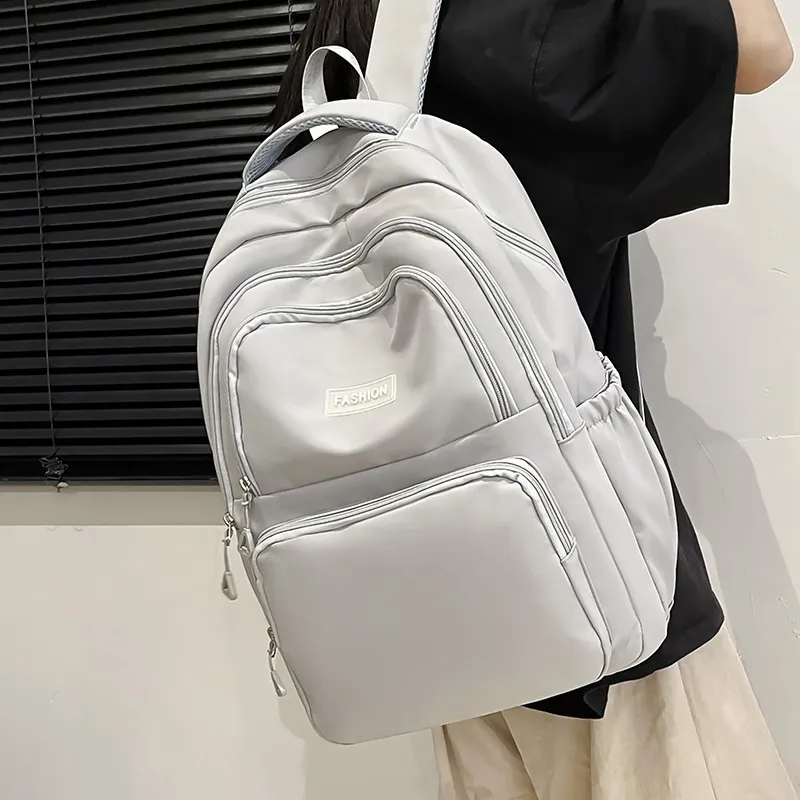 KAKAXI Nylon Backpack Unisex Black/Gray/Orange/Green-3