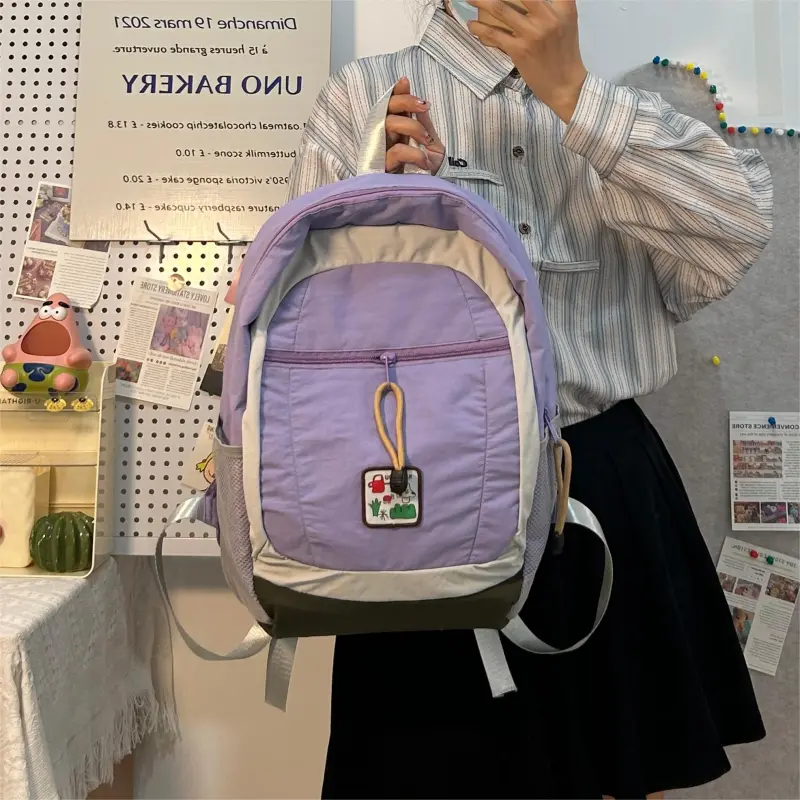 KAKAXI Nylon Backpack Regular Women's Khaki/Light Yellow/Dark Yellow/Purple-7