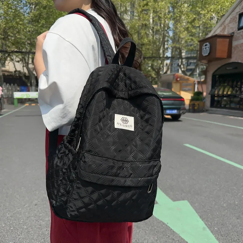 KAKAXI Nylon Backpack Unisex White/Black/Gray/Pink/Coffee/Purple-6