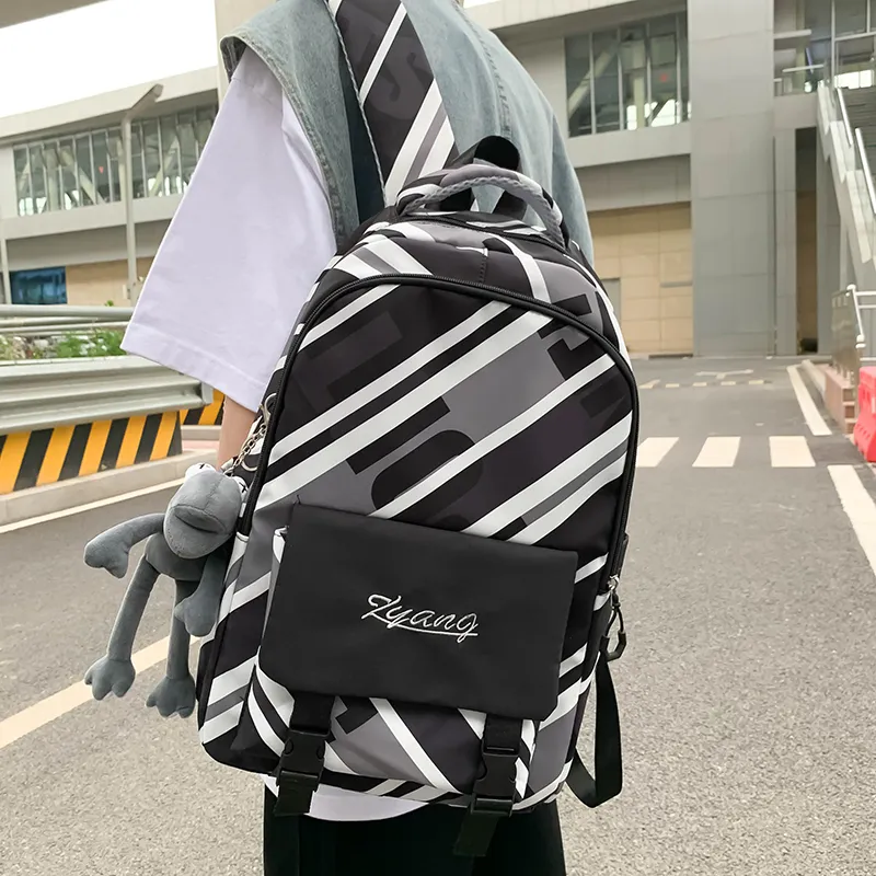 KAKAXI Nylon Backpack Unisex Black/Gray/Purple/Blue-4
