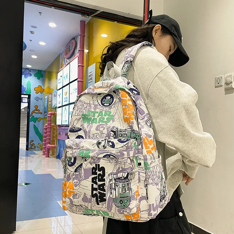 KAKAXI Nylon Backpack Unisex Black/Blue & White/Orange & White-13