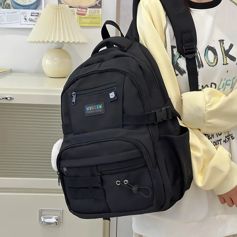 KAKAXI Nylon Backpack Women's Black/Pink/Yellow/Blue-3