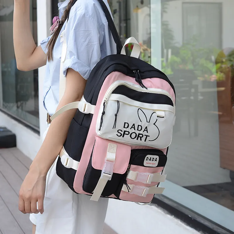 KAKAXI Nylon Backpack Black/Purple/Blue/Blue & Pink-2