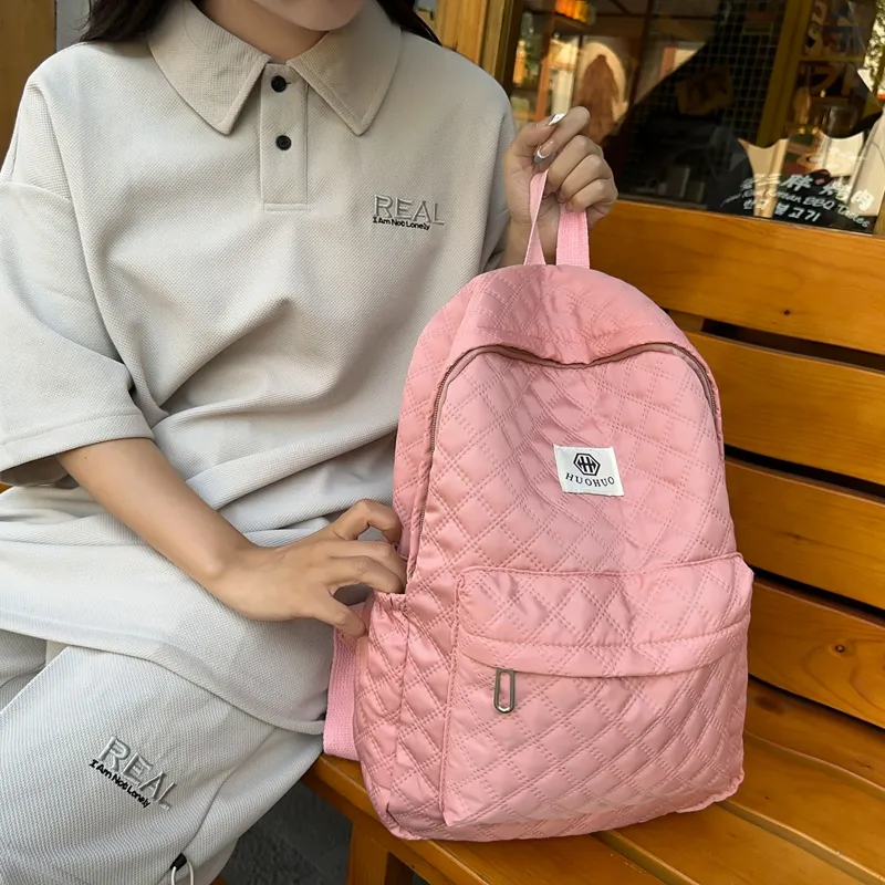 KAKAXI Nylon Backpack Unisex White/Black/Gray/Pink/Coffee/Purple-12