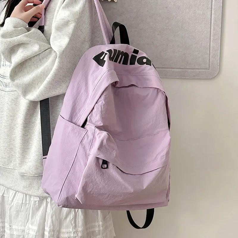 KAKAXI Nylon Backpack Unisex Black/White/Orange/Purple/Green-17