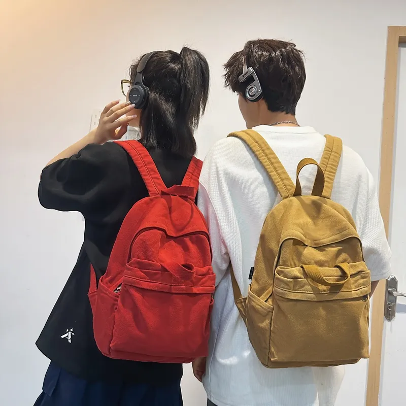 KAKAXI Canvas Backpack Unisex Black/White/Red/Green/Khaki-12