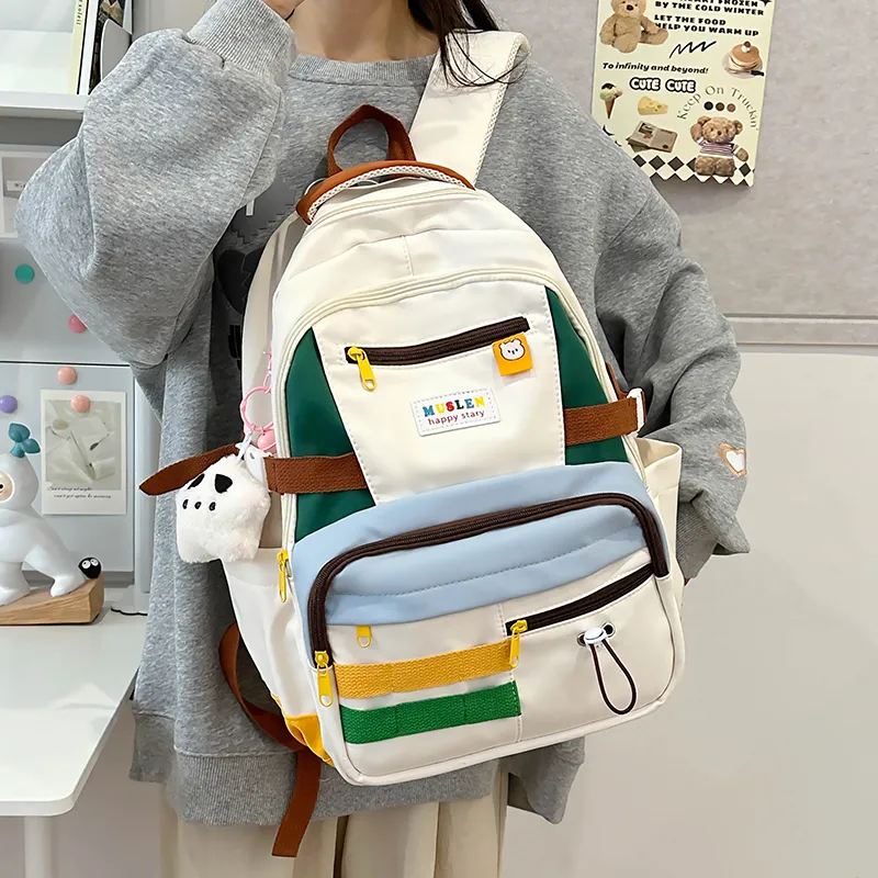 KAKAXI Nylon Backpack Women's Black/Pink/Yellow/Blue-19