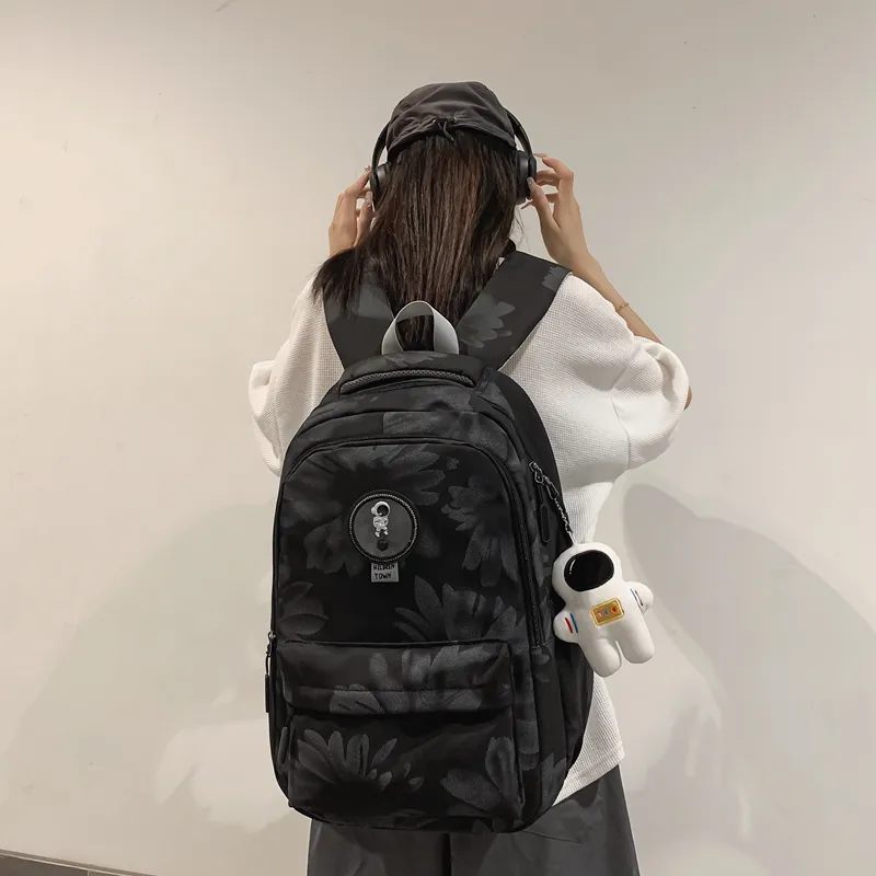 KAKAXI Nylon Backpack Unisex Black/White/Yellow/Green/Pink-4