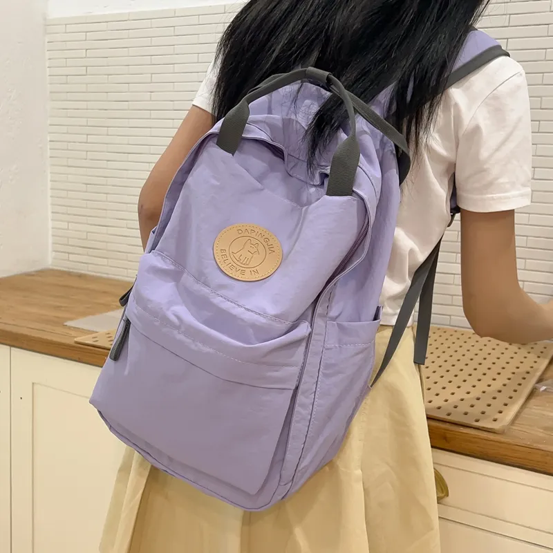 KAKAXI Nylon Backpack Unisex White/Gray/Purple/Green-6