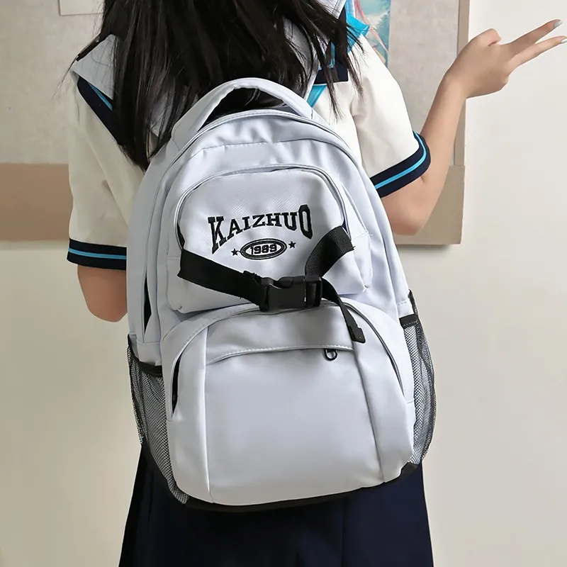 KAKAXI Nylon Backpack Unisex Blue/White/Blue & Green-4