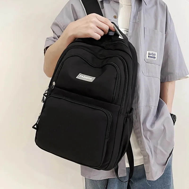 KAKAXI Nylon Backpack Unisex Black/Gray/Orange/Green-1
