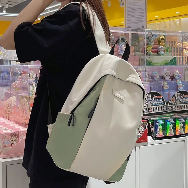 KAKAXI Nylon Backpack Unisex White & Green/Green/Black-1