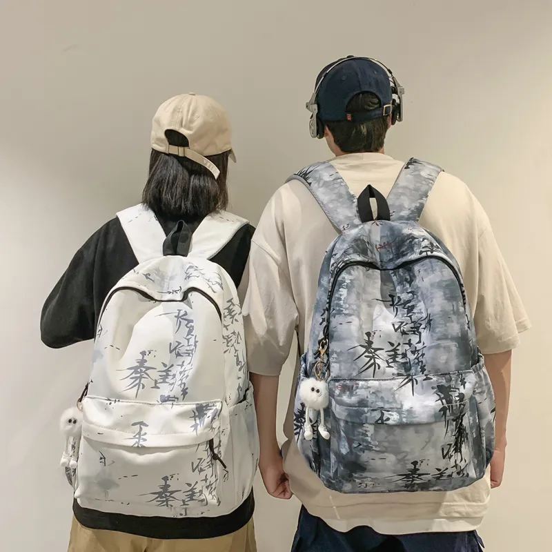 KAKAXI Nylon Backpack Unisex Black/White/Gray/Khaki/Blue-6