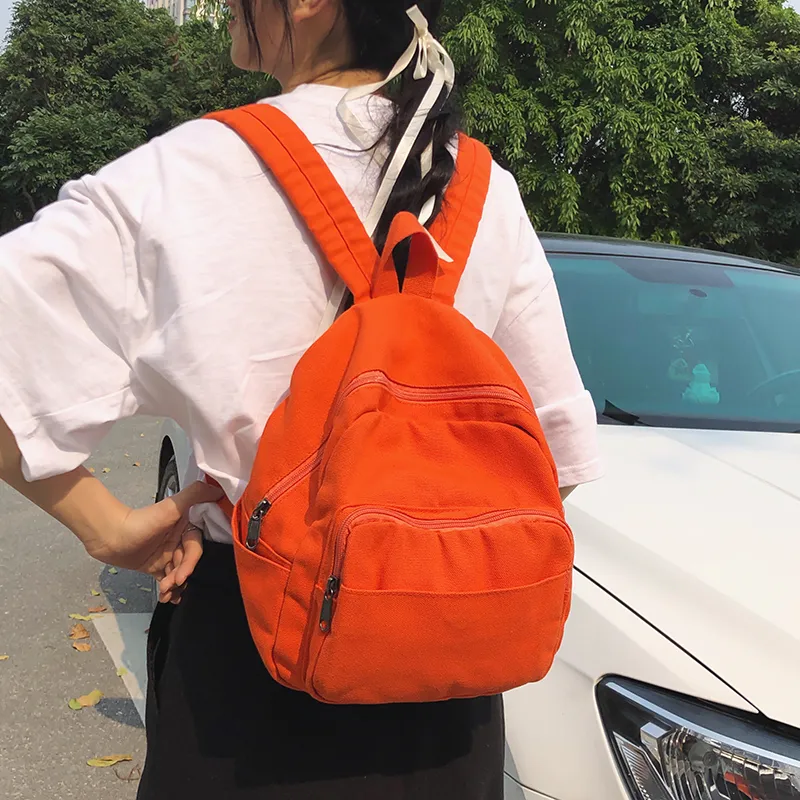 KAKAXI Canvas Backpack Unisex Black/White/Purple/Orange/Green-4