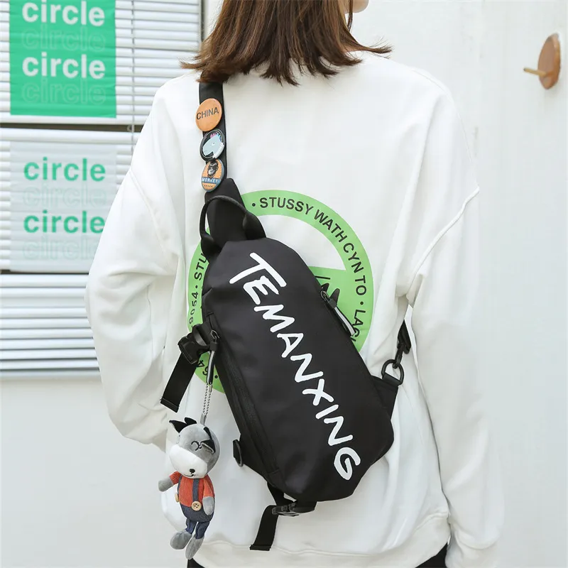 KAKAXI Oxford Sling Bag Crossbody Bag Shoulder Bag Fanny Pack Unisex Black/Beige-1