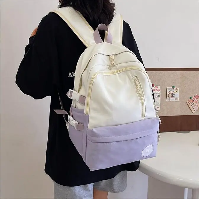 KAKAXI Nylon Backpack Unisex Black/Gray/Purple/Green-4