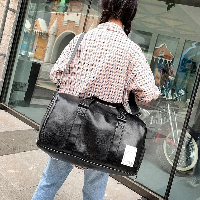 KAKAXI PU Shoulder Bag, Crossbody Bag, Gym Bag Unisex Black-4