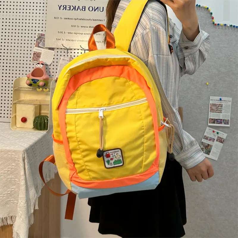KAKAXI Nylon Backpack Regular Women's Khaki/Light Yellow/Dark Yellow/Purple-5
