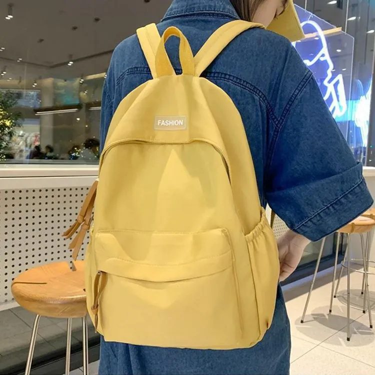 KAKAXI Nylon Backpack Regular Unisex White/Black/Yellow/Blue/Green/Pink/Orange Red/Purple-1
