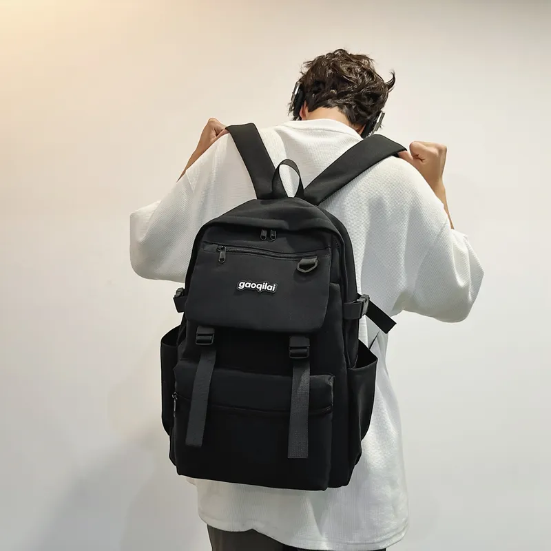 KAKAXI Nylon Backpack Unisex Black/Pink/Dark Khaki/Light Khaki-1