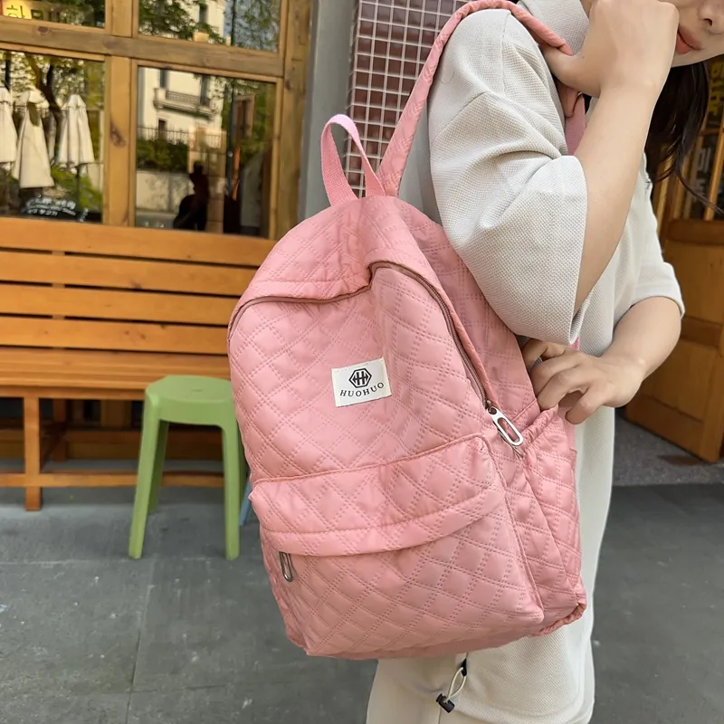 KAKAXI Nylon Backpack Unisex White/Black/Gray/Pink/Coffee/Purple-13