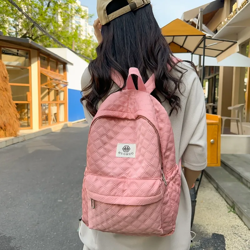 KAKAXI Nylon Backpack Unisex White/Black/Gray/Pink/Coffee/Purple-14