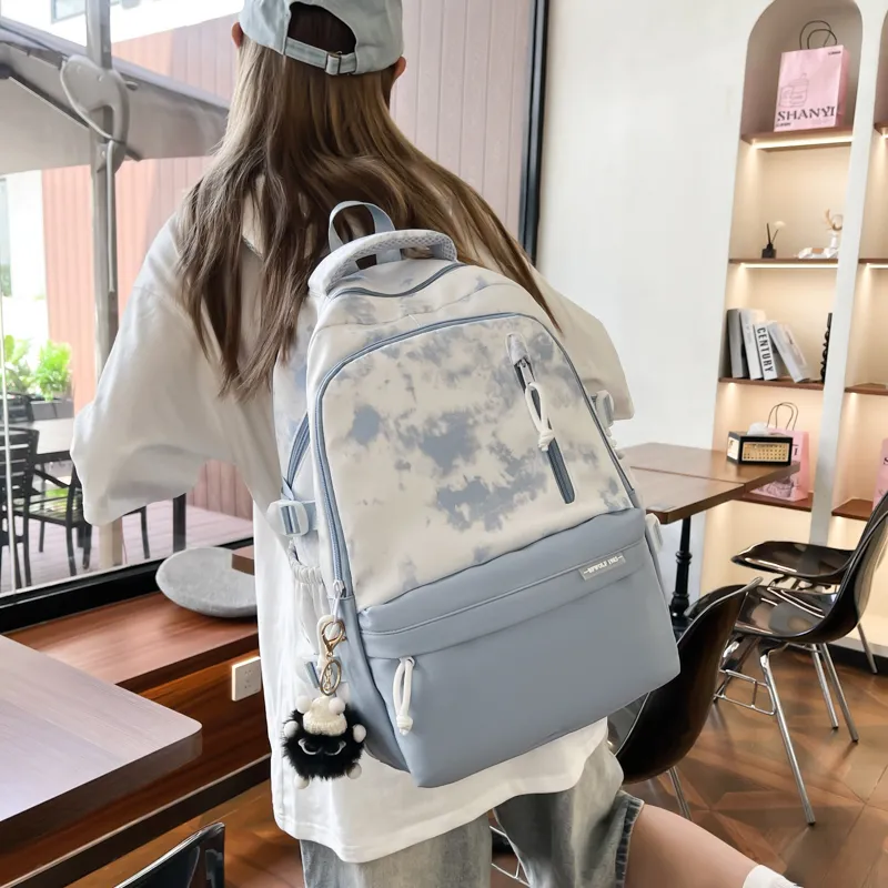 KAKAXI Nylon Backpack Women's Black/Purple/Green/Blue/Pink/Coffee-7