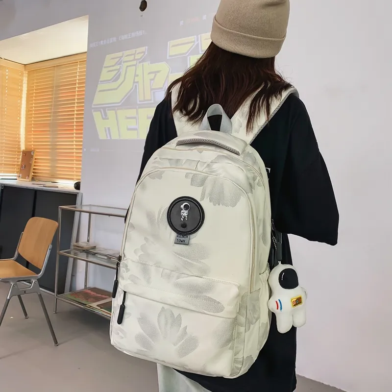 KAKAXI Nylon Backpack Unisex Black/White/Yellow/Green/Pink-7