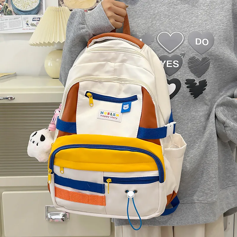 KAKAXI Nylon Backpack Women's Black/Pink/Yellow/Blue-14