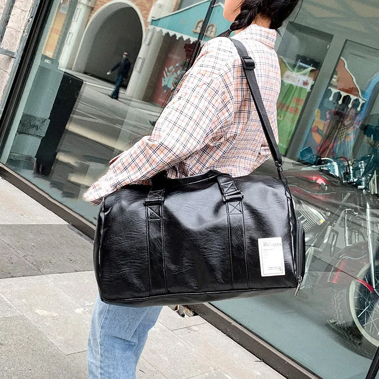 KAKAXI PU Shoulder Bag, Crossbody Bag, Gym Bag Unisex Black-1
