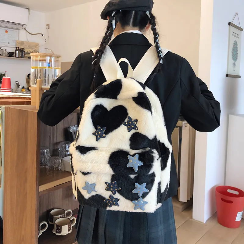 KAKAXI Plush Backpack Regular Women's Ivory-3