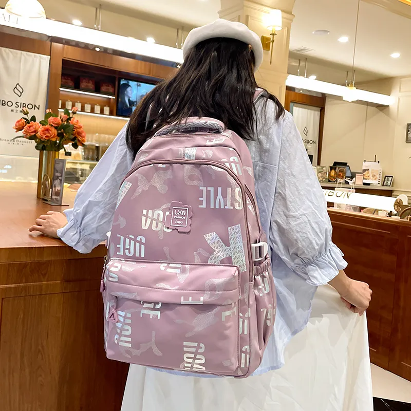 KAKAXI Nylon Backpack Women's Black/Pink/Purple/Blue/Beige-6