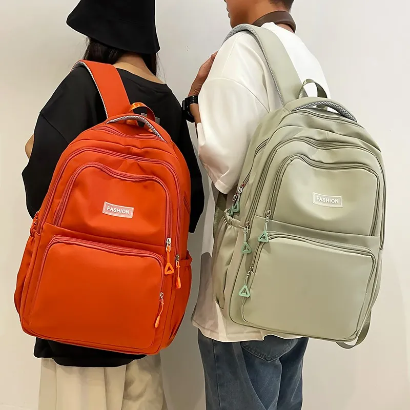 KAKAXI Nylon Backpack Unisex Black/Gray/Orange/Green-6
