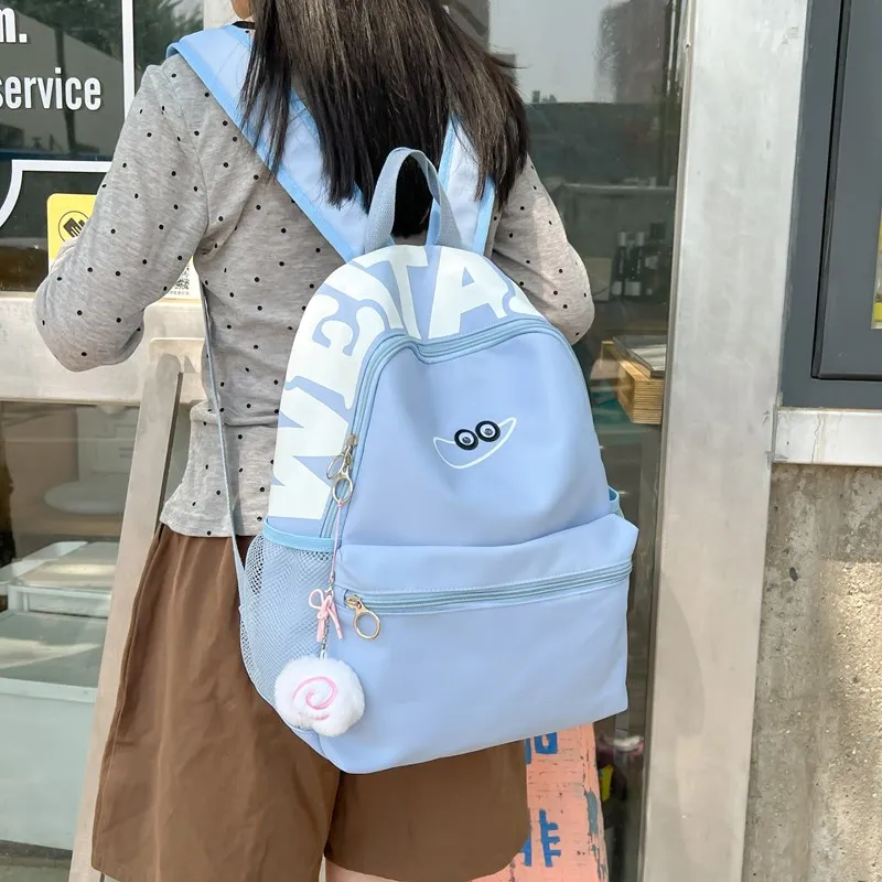 KAKAXI Composite Cloth Backpack Unisex Black/White/Pink/Blue/Purple-10