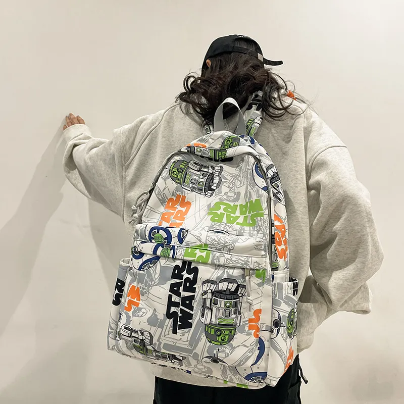 KAKAXI Nylon Backpack Unisex Black/Blue & White/Orange & White-16